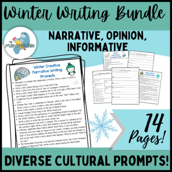 Preview of Winter Writing Bundle-Narrative-Opinion-Informative-Writing Centers