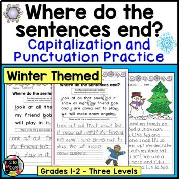 Preview of Winter Writing Capitalization and Punctuation Practice | Mini Paragraph Editing