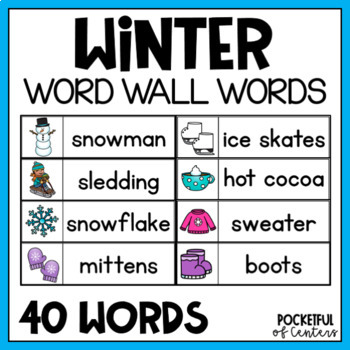 Preview of Winter Writing Centers | Winter Word Wall Cards FREE