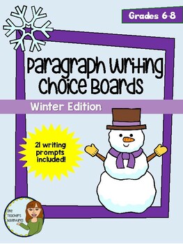 Preview of Winter Writing Choice Board - Grade 6-8