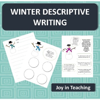 Preview of Winter Writing: Descriptive Paragraph Using Sensory Details and a Good Hook