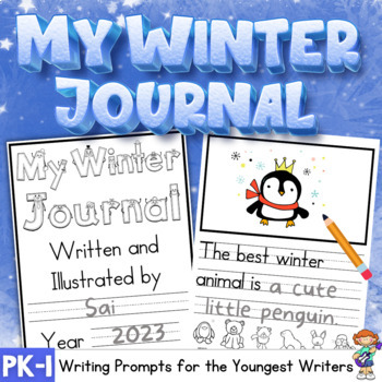 Preview of Winter Writing Journal with Prompts and Pictures for Young Writers