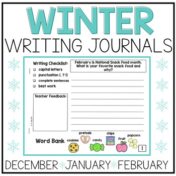 Preview of Winter Writing Journals | December January February | 60 Writing Prompts