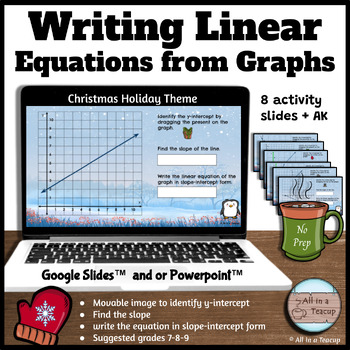 Preview of Winter Holiday Writing Linear Equations from a Graph Digital Activity