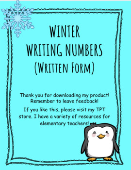 Preview of Winter Writing Numbers