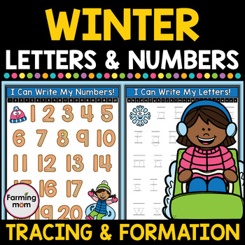 Preview of Winter Writing Numbers to 20 Letter Tracing Handwriting Practice Coloring Pages