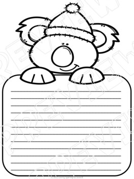 Preview of Winter Writing Paper Koala Bear theme - Printable & Digital