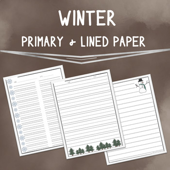 Preview of Winter Writing Paper / Primary / Lined / Letter Paper / With Picture