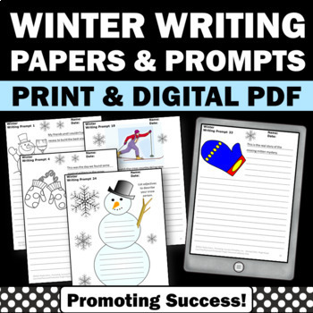 Winter Writing Papers Lined with Picture Prompts for Writing Kids