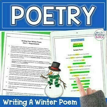 Preview of Winter Writing Poetry Mini Unit | Winter Writing Activities | Print and Digital 