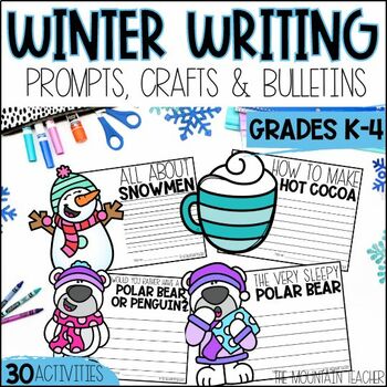 Preview of Winter Writing Prompts, Crafts and Paper for Centers & January Bulletin Boards