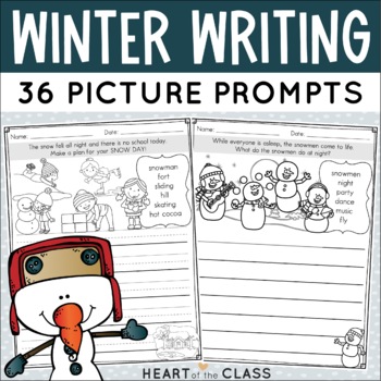 Preview of Winter Writing Prompts for First Grade | Picture Prompts with Word Banks