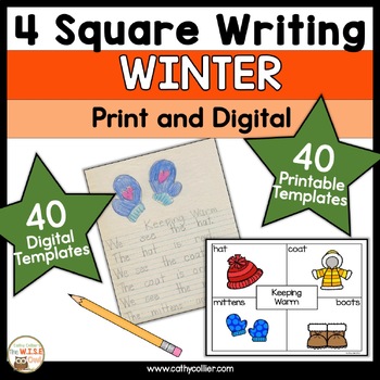 Preview of Winter Writing Prompts Kindergarten 4 Square Writing Activities First Grade