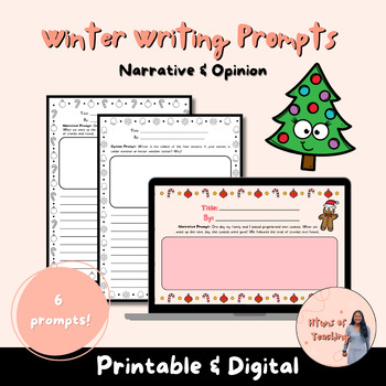 Preview of Winter Writing Prompts - Narrative & Opinion - Printable & Digital