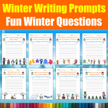 Winter Writing Prompts Worksheets for kids with fun & engaging winter ...