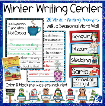 Preview of Winter Writing Prompts, Writing Paper & Winter Word Wall for your Writing Center
