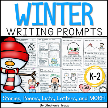 Preview of Winter Writing Prompts for Kindergarten, First Grade and Second Grade