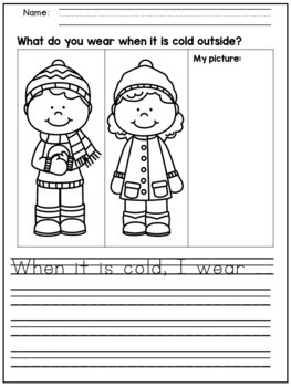 Winter Writing Prompts for Kindergarten and First Grade by Dana's