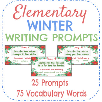 Preview of Winter Writing Prompts with Seasonal Vocabulary (25 Days)