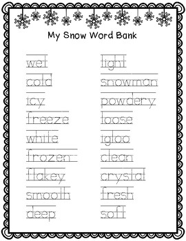 Winter Writing Prompts with Vocabulary Words: Kindergarten | 1st | 2nd ...