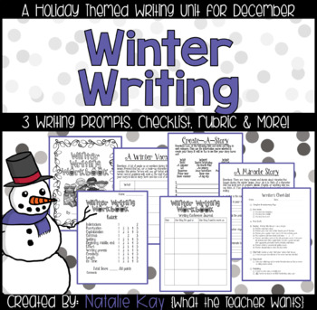Preview of Winter Writing Workbook Christmas Themed Writing Book for December