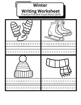 Preview of Winter Writing Worksheet Tracing, Copying and Coloring