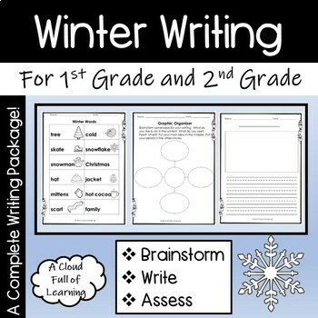 Preview of Winter Writing for 1st and 2nd Grades | Brainstorm | Write | Assess