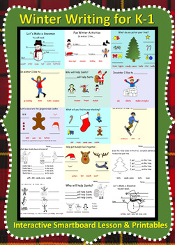 Preview of Winter Writing for K-1 (Smartboard Lesson and Printables)