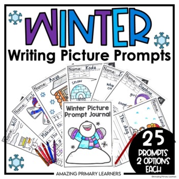 Preview of Winter Writing with Picture Prompts Journal Labeling Activities