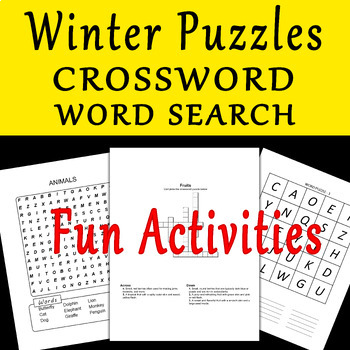 Preview of Winter Year Puzzles, Crossword, Word Search, , Activities – Mazes - Dot To Dot