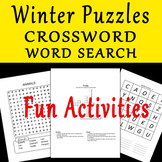 Winter Year Puzzles, Crossword, Word Search, , Activities 