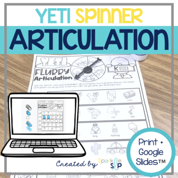 Preview of Winter Yeti Articulation for Speech Therapy | No Prep Sheets + Google Slides™️