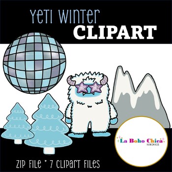 Preview of Retro Disco Winter Yeti Clipart