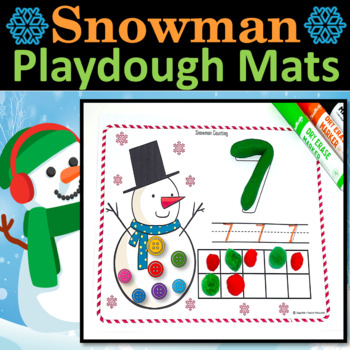 Free Snowman Shape Playdough Mats for Preschoolers