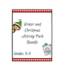 Winter and Christmas Activity Pack Bundle K-5