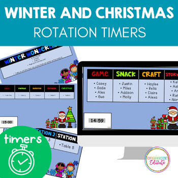 Preview of Winter and Christmas Center Rotation Slides with Timers