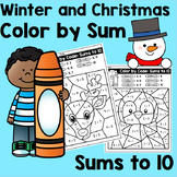 FREE Color by Code Addition - Sums to 10 Winter and Christ