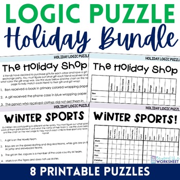 Preview of Winter and Christmas Holiday Logic Puzzle Bundle
