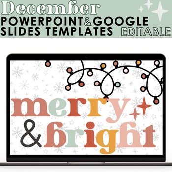 Preview of Winter and Christmas Holiday Themed Slide Templates with Timers - Editable