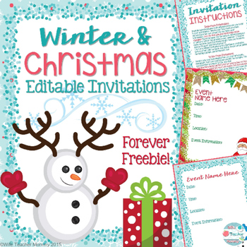 Preview of Winter and Christmas Invitations Editable