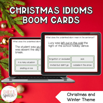 Preview of Winter and Christmas Themed Idioms Boom Cards | Multiple Choice Answers