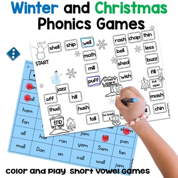Preview of Winter and Christmas Themed Phonics Games - Short Vowels - Orton Gillingham