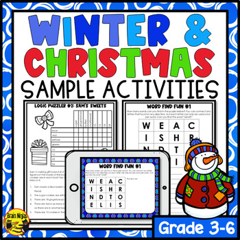 Preview of Winter and Christmas Puzzles | Free | Paper and Digital