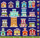 Winter and Christmas Village Clipart