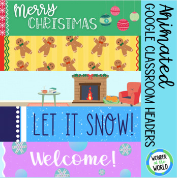 Preview of Winter and Christmas animated headers for Google Classroom