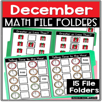 Preview of December Math File Folders and Activities | Addition | Counting |