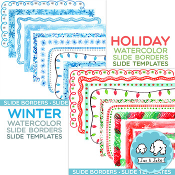 Preview of Winter and Christmas SLIDE Borders Bundle - Editable Google Slides Templates