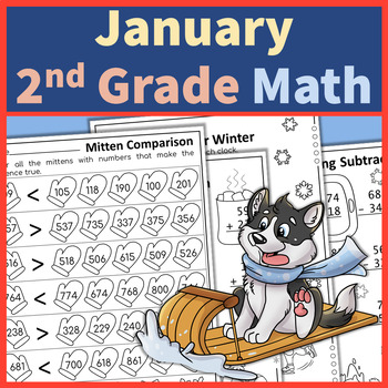 Preview of Winter and January Math Worksheets Second Grade No Prep Printables
