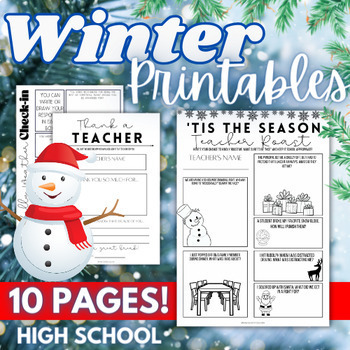 Preview of Winter Wonderland Printable Activities No-Prep Christmas Fun for High School