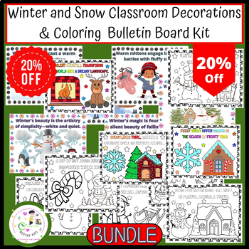 Preview of Winter and Snow Classroom Decorations & Coloring Bulletin Board Kit